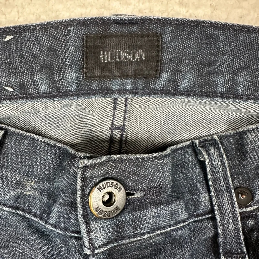 Hudson Blake Slim Straight Mens Distressed Dark Wash Jeans 31x32 Blue M275DND